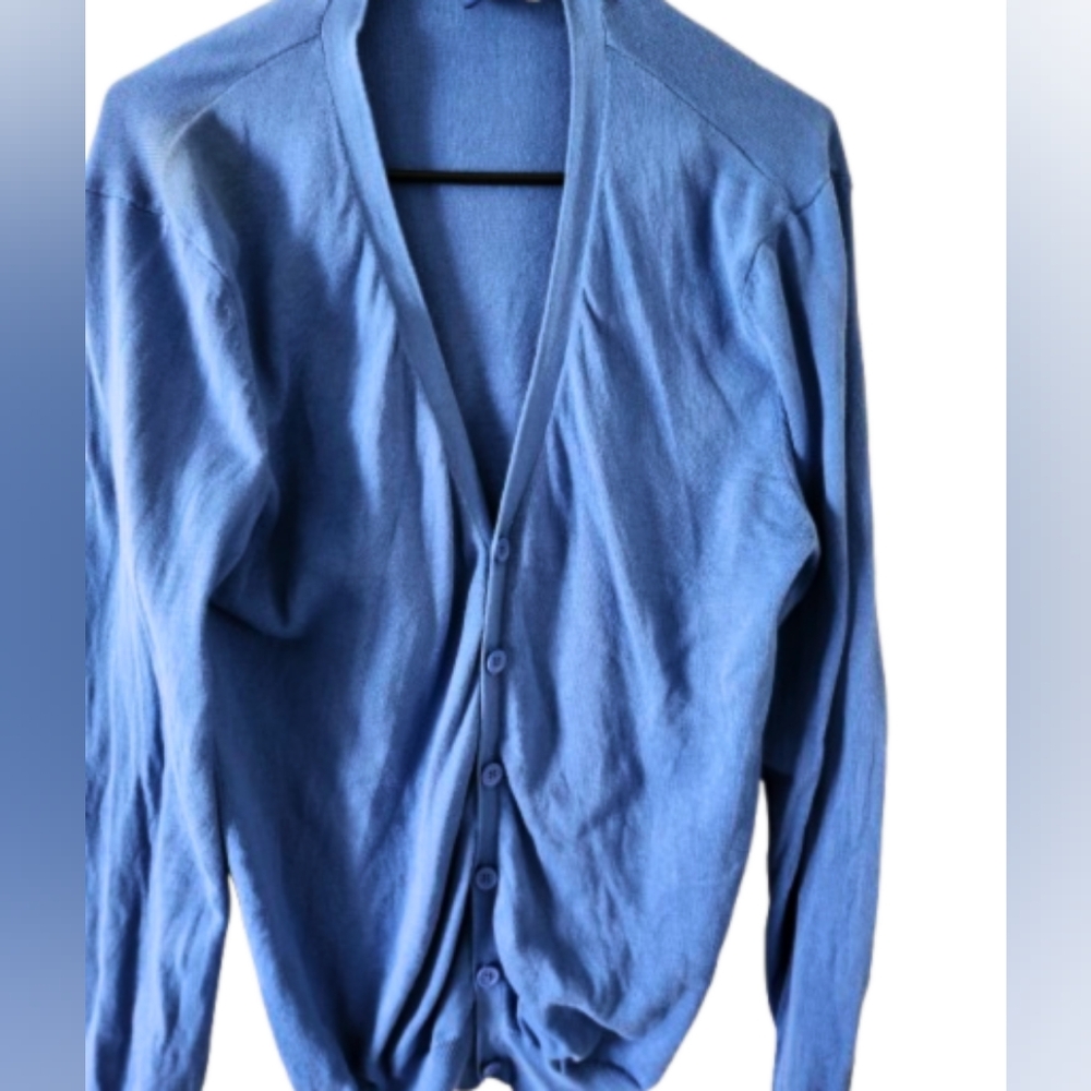H&M Men's Sky Blue Cardigan Sweater Size Large